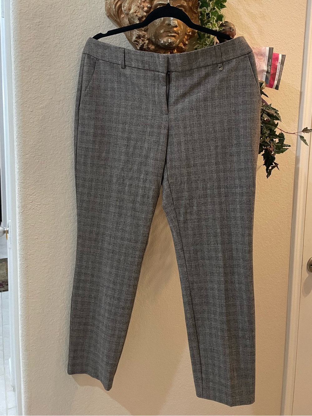 Dalia Brown Gray Plaid Ladies Size 12 straight leg Trousers Like New